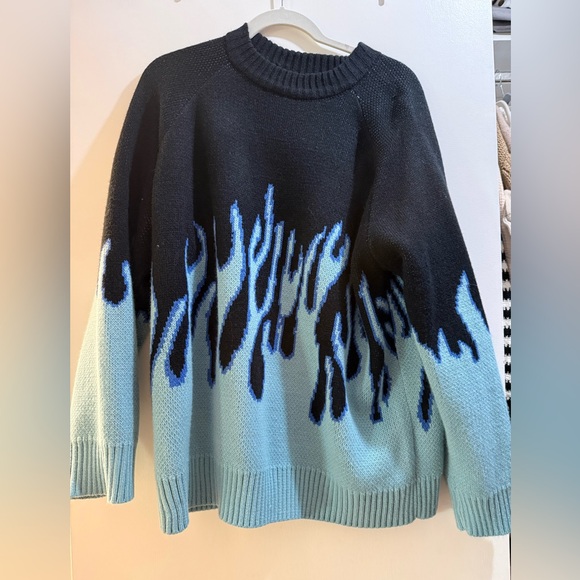 Black and Blue Flame Sweater - Picture 2 of 7